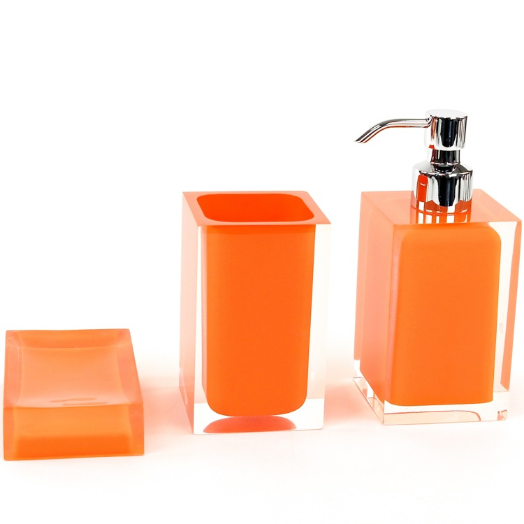 Bathroom Accessory Set, Gedy RA500-67, 3 Piece Orange Accessory Set of Thermoplastic Resins